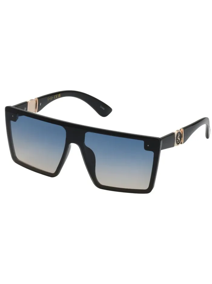 Women Jessica Simpson Sunglasses Oversized Square Shield Sunglasses In Black