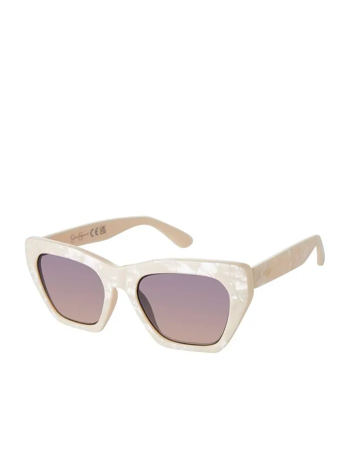 Women Jessica Simpson Sunglasses Vintage Cat Eye Sunglasses In Cream Marble