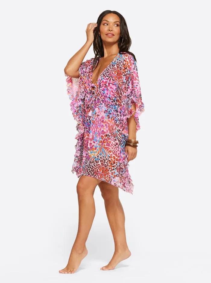 Women Jessica Simpson Swim French Exit Cover Up In Pink Multi