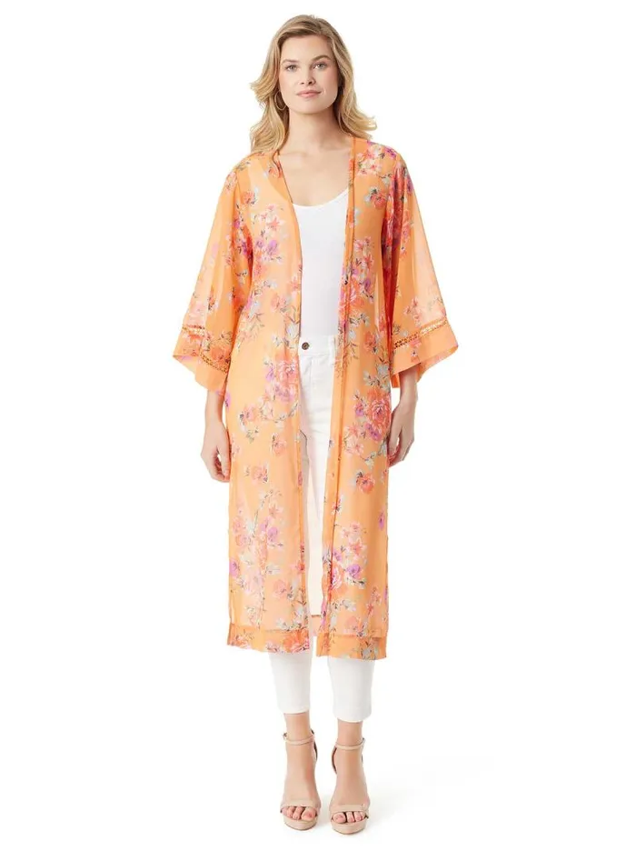 Women Jessica Simpson Tops and Tees Caelan Kimono In Watercolor Roses