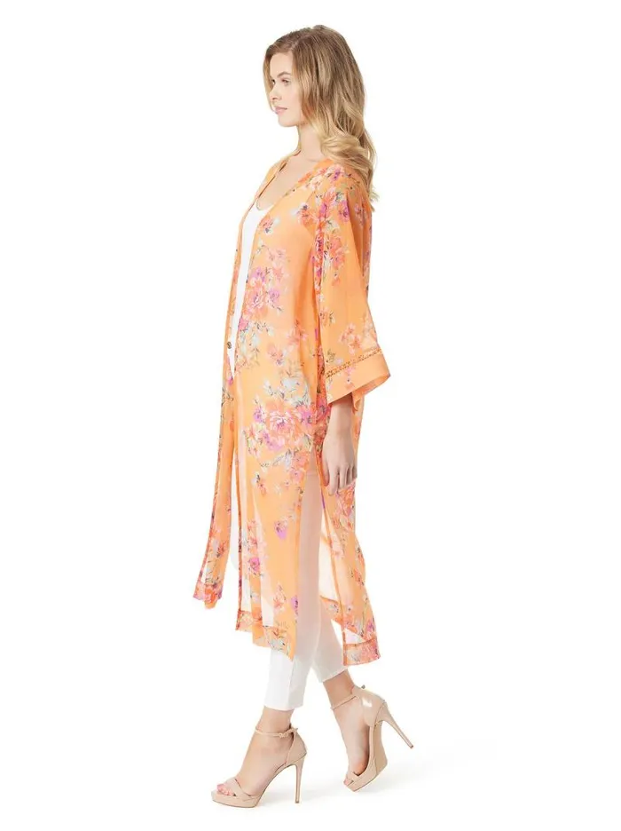 Women Jessica Simpson Tops and Tees Caelan Kimono In Watercolor Roses