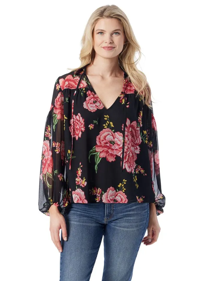 Women Jessica Simpson Tops and Tees Doris Blouse In Sketchy Roses