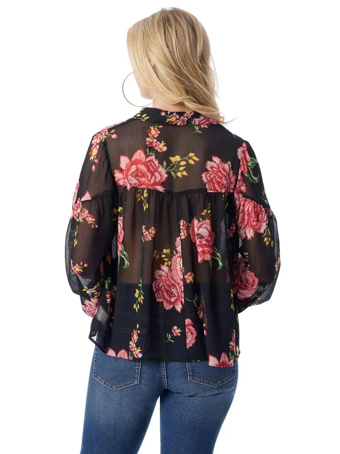 Women Jessica Simpson Tops and Tees Doris Blouse In Sketchy Roses