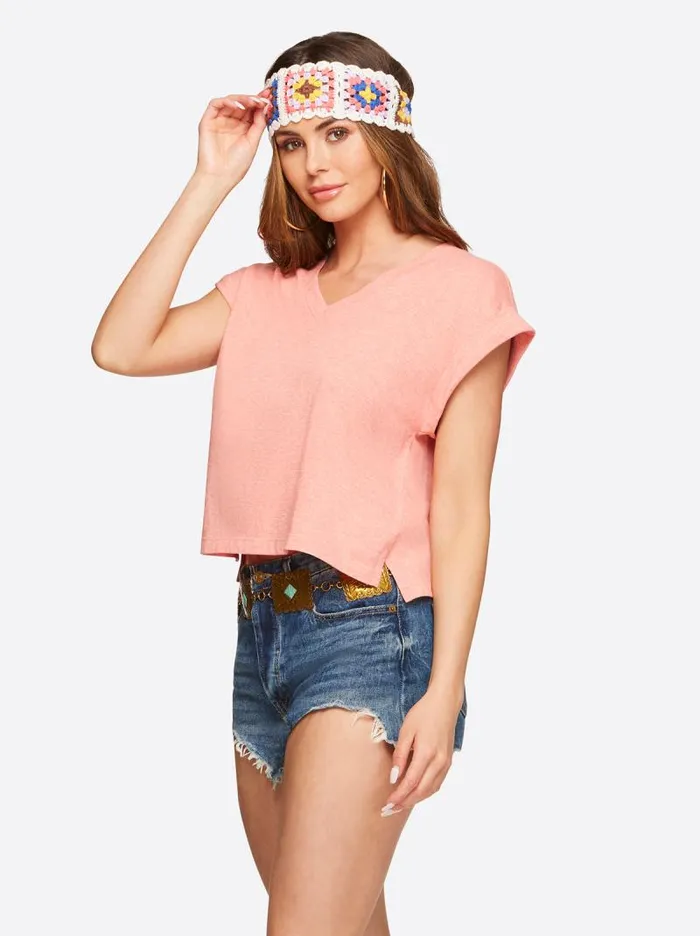 Women Jessica Simpson Tops and Tees Hester Crop Tee In Shell Pink