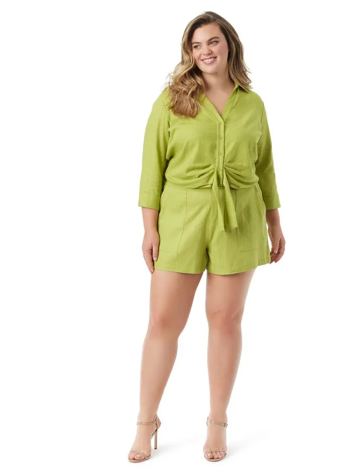 Women Jessica Simpson Tops and Tees Soley Tie Front Top In Pickled Pepper