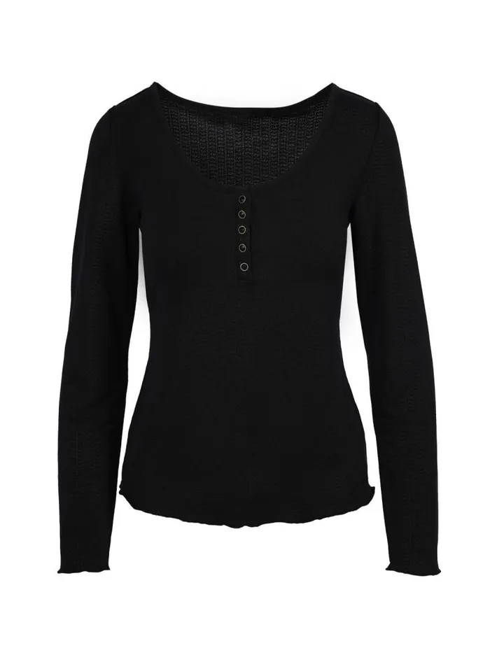 Women Jessica Simpson Tops and Tees Tahani Henley Top In Anthracite