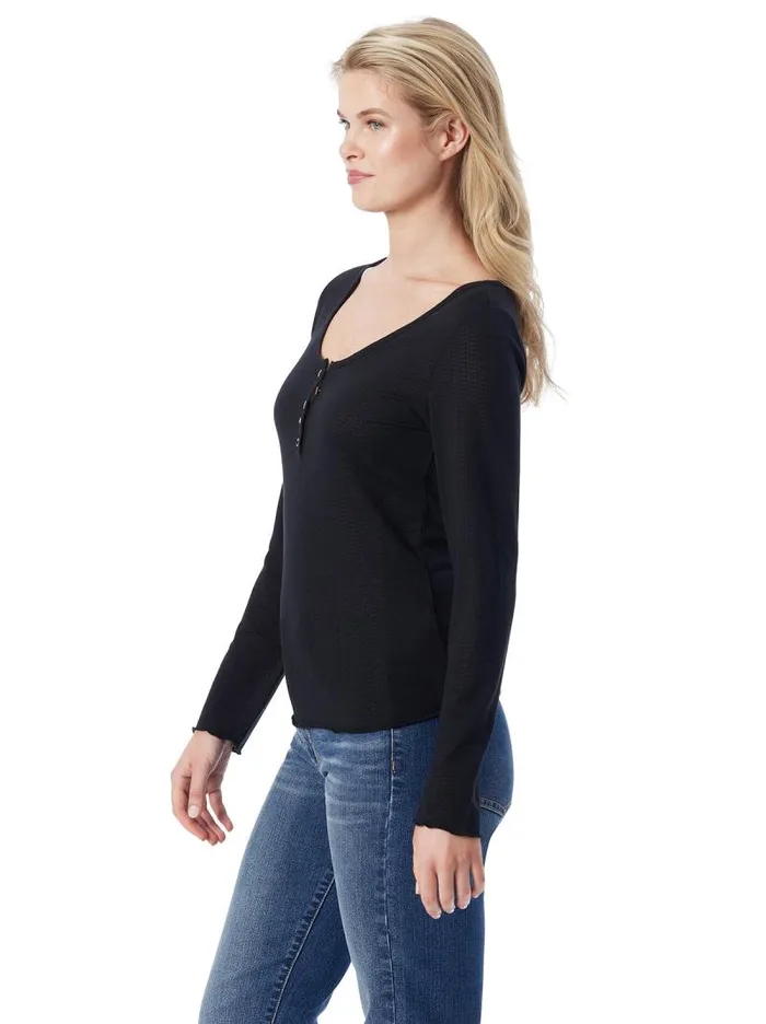 Women Jessica Simpson Tops and Tees Tahani Henley Top In Anthracite