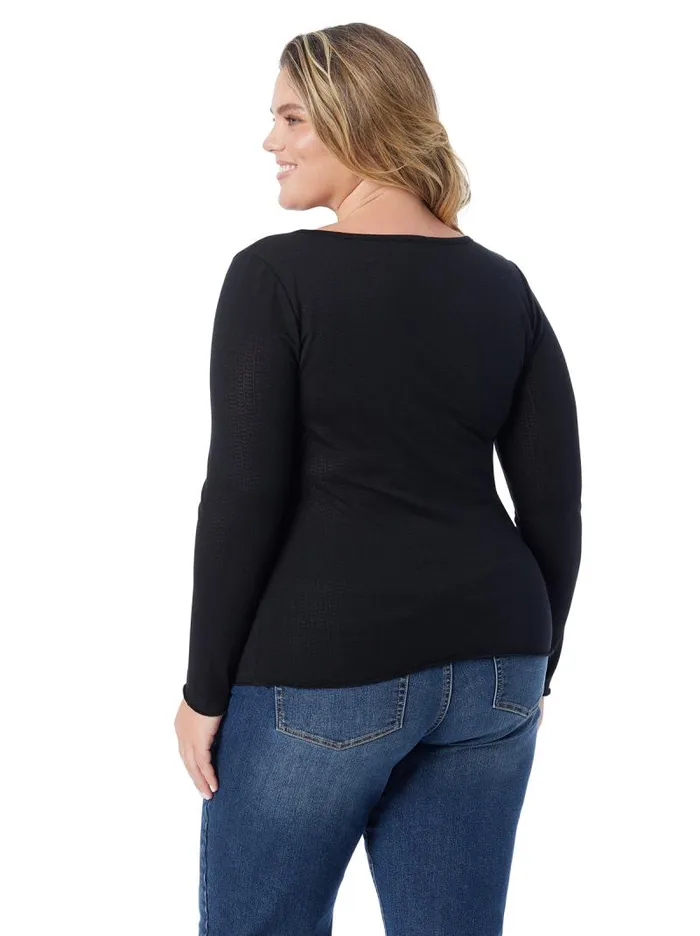 Women Jessica Simpson Tops and Tees Tahani Henley Top In Anthracite