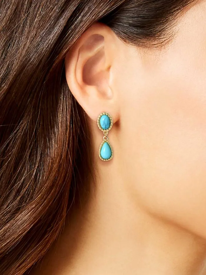 Women Jessica Simpson Turquoise Collection Turquoise Stone Drop Earrings