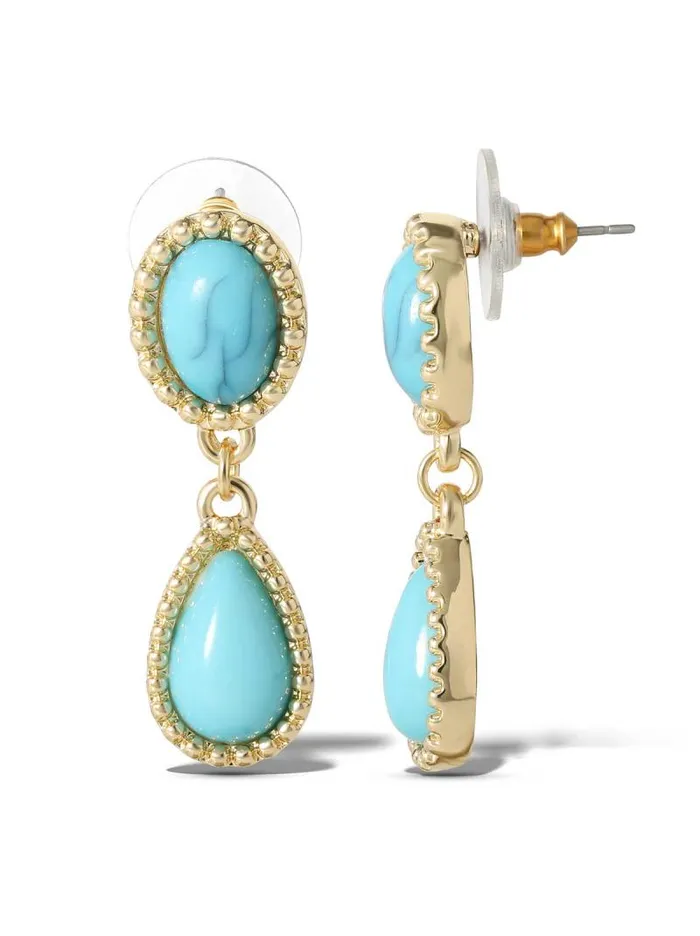 Women Jessica Simpson Turquoise Collection Turquoise Stone Drop Earrings