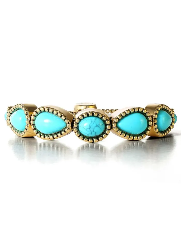 Women Jessica Simpson Turquoise Collection Turquoise Stone Slider Bracelet In Gold