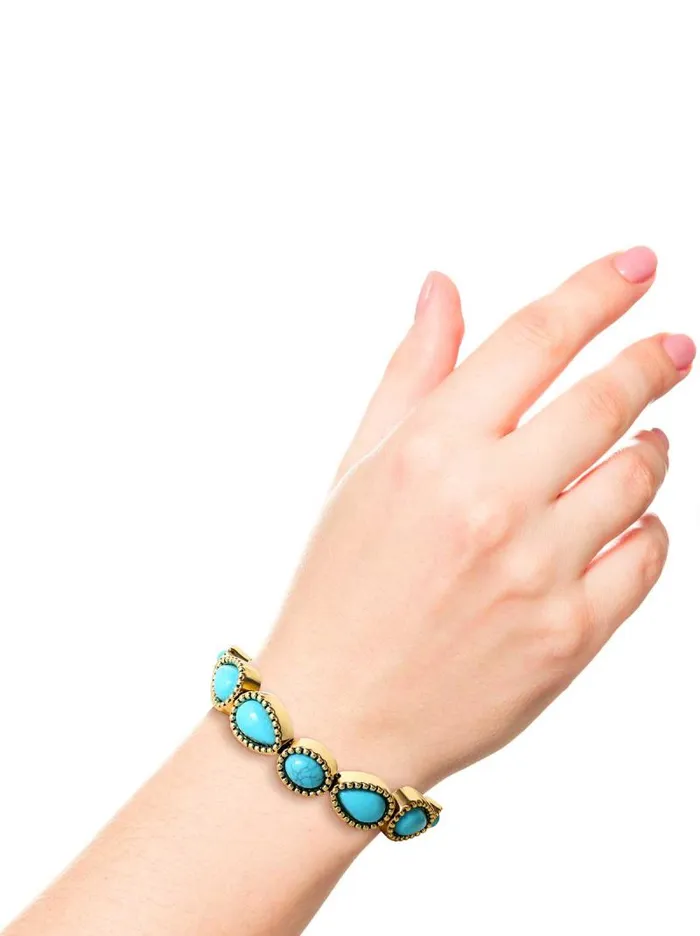 Women Jessica Simpson Turquoise Collection Turquoise Stone Slider Bracelet In Gold