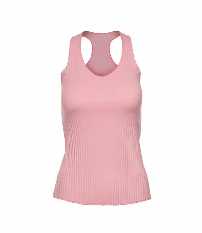 Women KSwiss Tennis PLEATED VNECK TANK Seashell