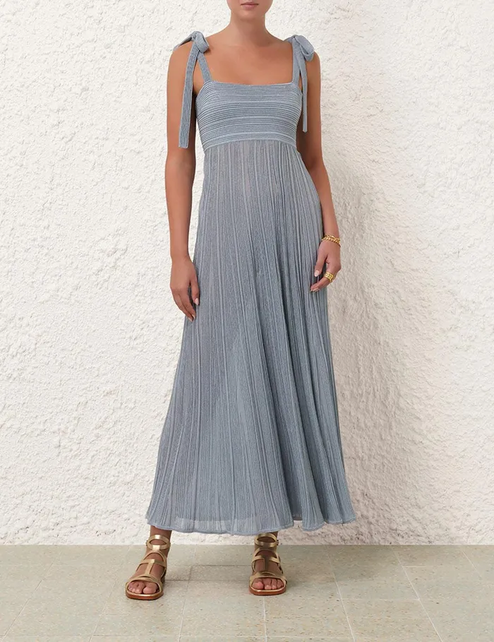 Women Knitwear Zimmermann Waverly Metallic Tie Dress Blue