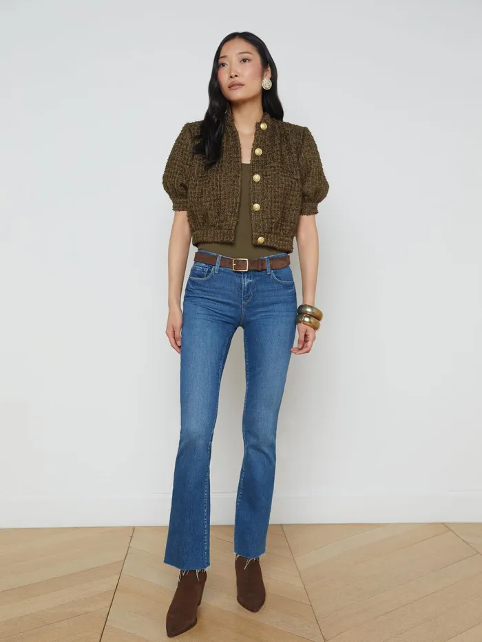 Women L039Agence Blazers and Jackets New Cove Cropped Tweed Jacket Pine Women L039Agence Blazers and Jackets New Cove Cropped Tweed Jacket Pine