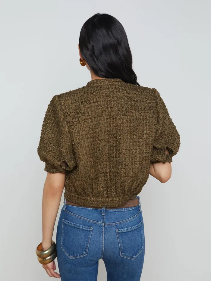 Women L039Agence Blazers and Jackets New Cove Cropped Tweed Jacket Pine Women L039Agence Blazers and Jackets New Cove Cropped Tweed Jacket Pine