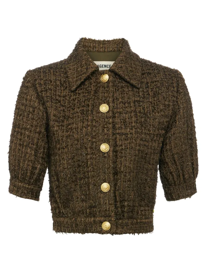 Women L039Agence Blazers and Jackets New Cove Cropped Tweed Jacket Pine Women L039Agence Blazers and Jackets New Cove Cropped Tweed Jacket Pine