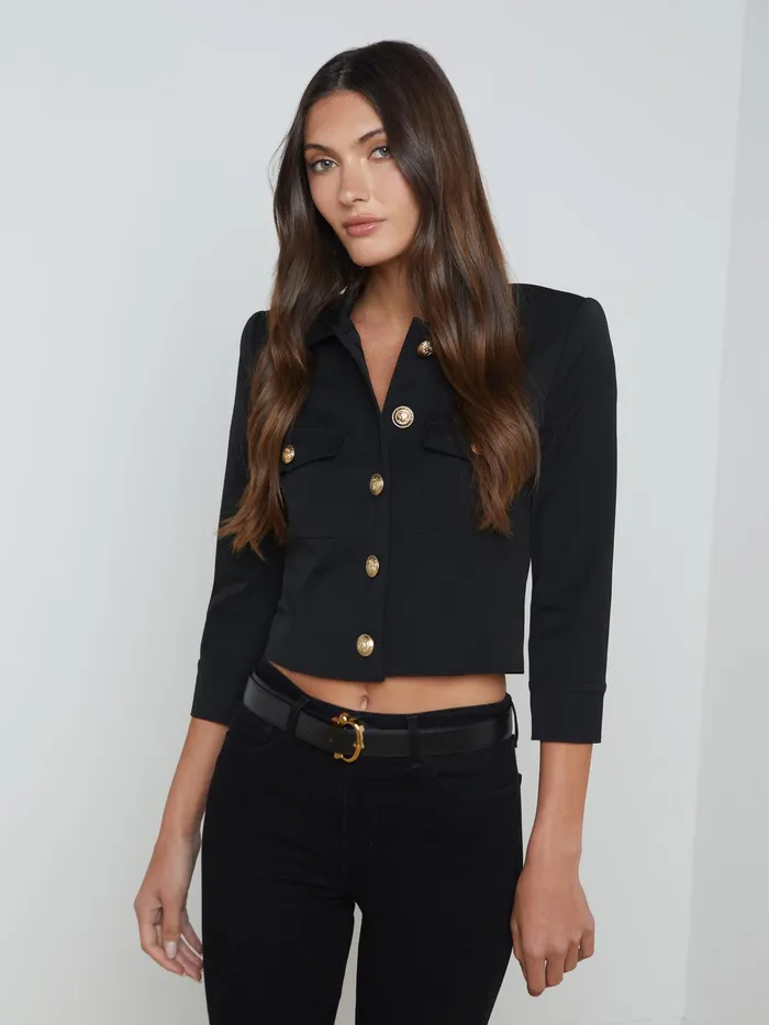 Women L039Agence Blazers and Jackets New Kumi Cropped Jacket Black