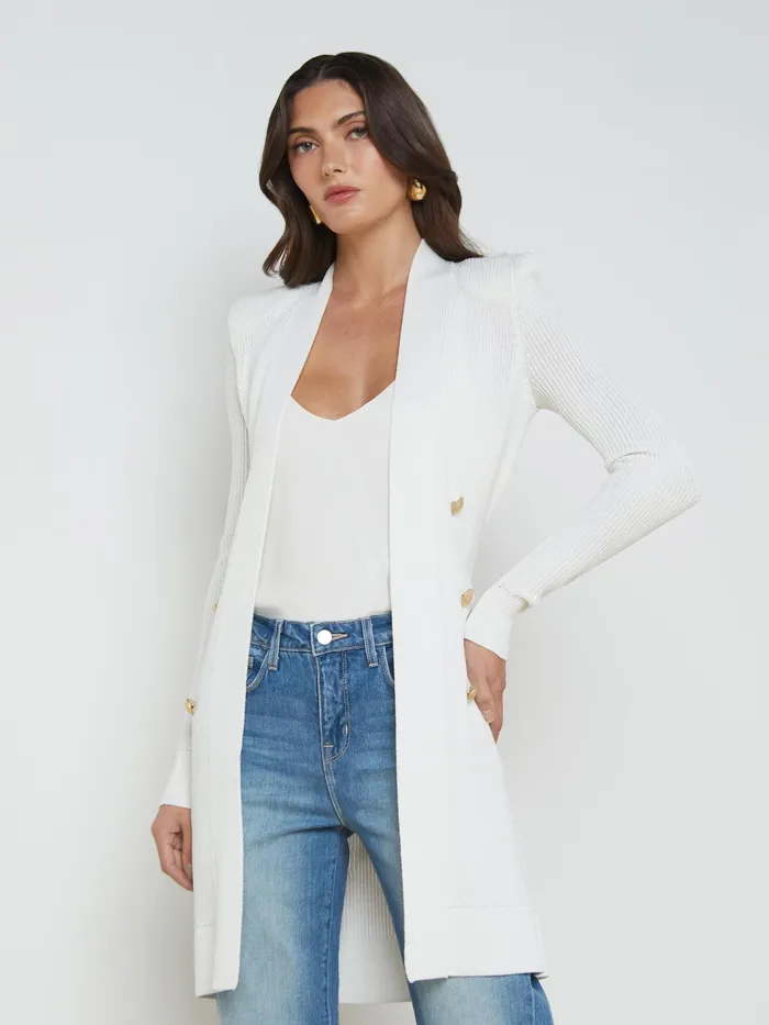 Women L039Agence Blazers and Jackets New Noe DoubleBreasted Cardigan White