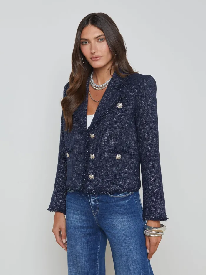 Women L039Agence Blazers and Jackets New Sylvia Collared Jacket Midnight