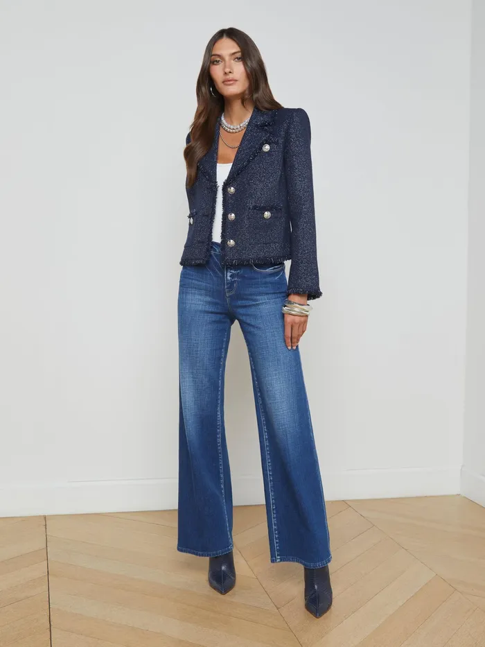 Women L039Agence Blazers and Jackets New Sylvia Collared Jacket Midnight Women L039Agence Blazers and Jackets New Sylvia Collared Jacket Midnight