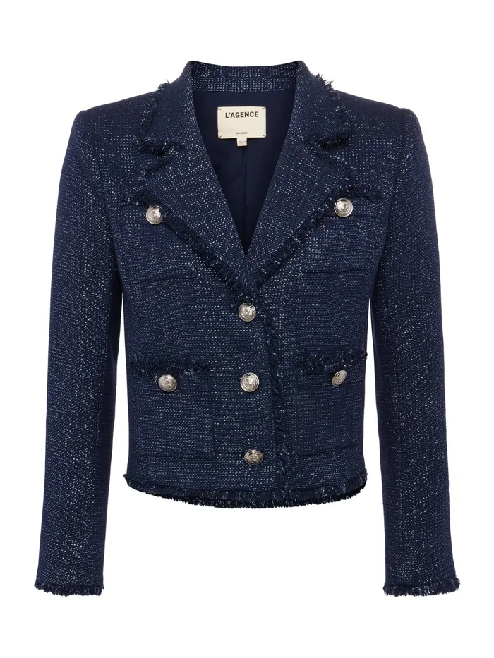 Women L039Agence Blazers and Jackets New Sylvia Collared Jacket Midnight Women L039Agence Blazers and Jackets New Sylvia Collared Jacket Midnight
