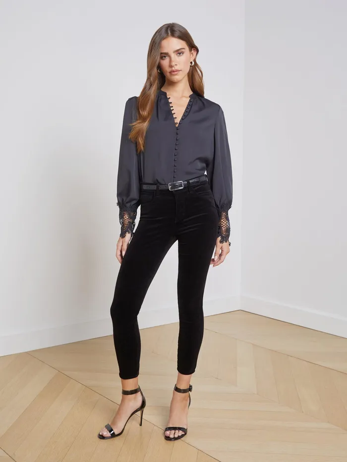 Women L039Agence Blouses and Tops Ava Blouse Black Women L039Agence Blouses and Tops Ava Blouse Black