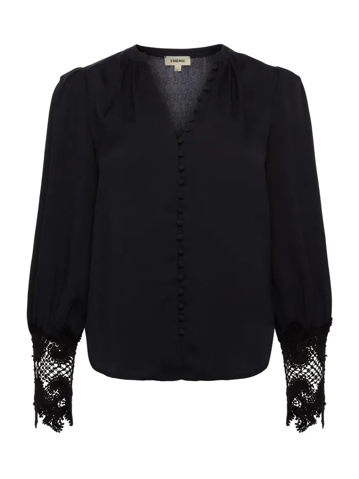 Women L039Agence Blouses and Tops Ava Blouse Black Women L039Agence Blouses and Tops Ava Blouse Black