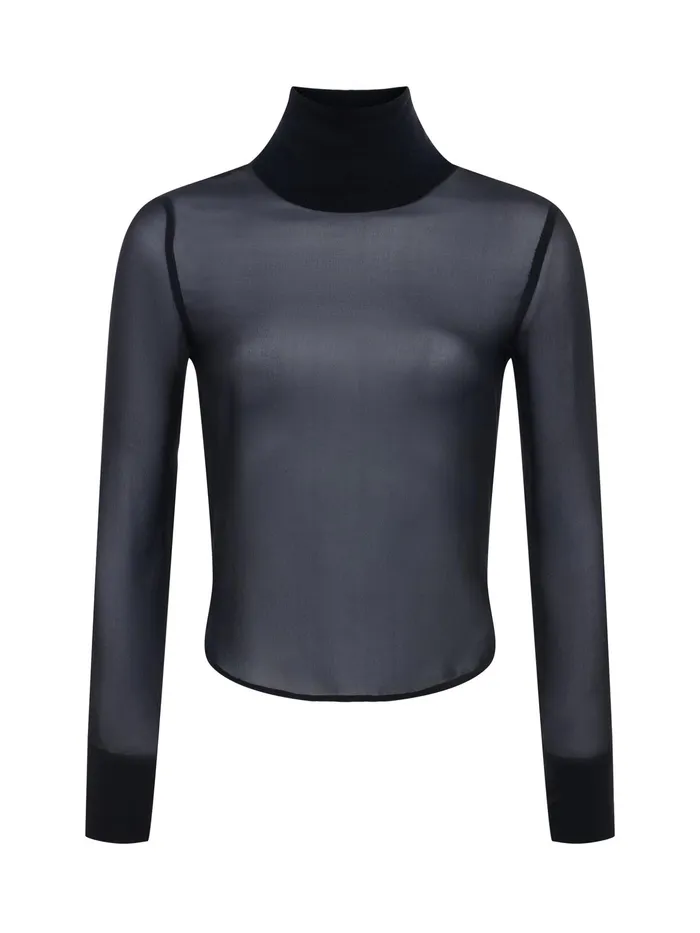 Women L039Agence Blouses and Tops Toulon Silk Chiffon Turtleneck Black Women L039Agence Blouses and Tops Toulon Silk Chiffon Turtleneck Black