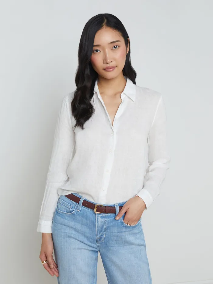 Women L039Agence Blouses and Tops Tyler Linen Blouse White
