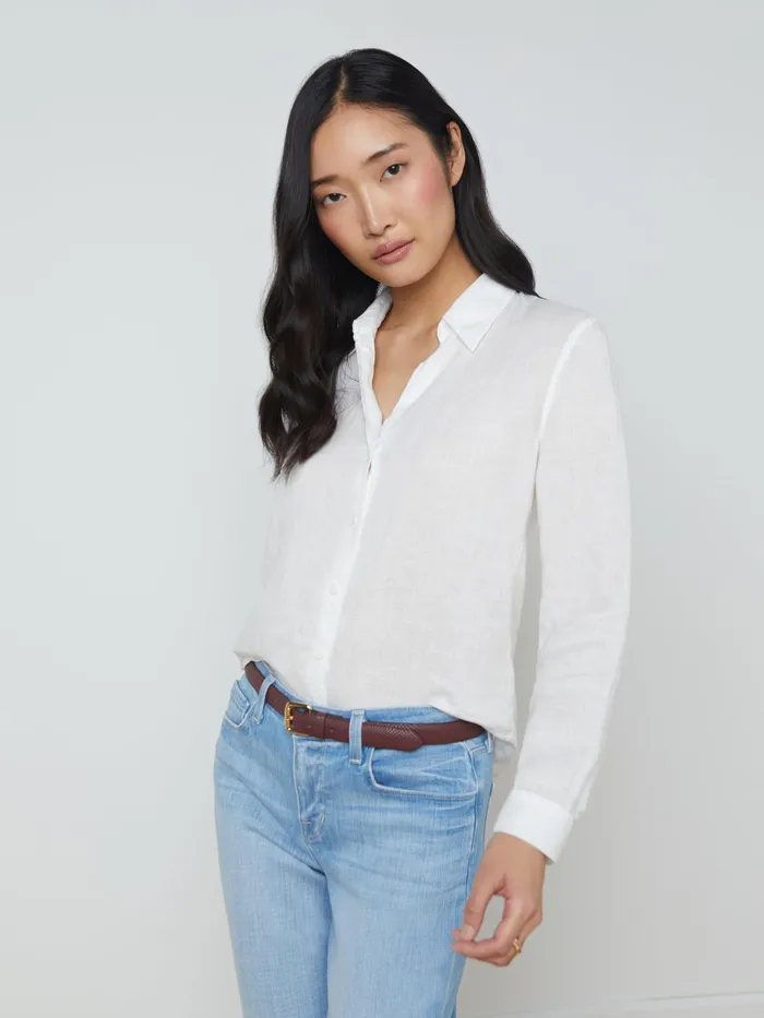 Women L039Agence Blouses and Tops Tyler Linen Blouse White