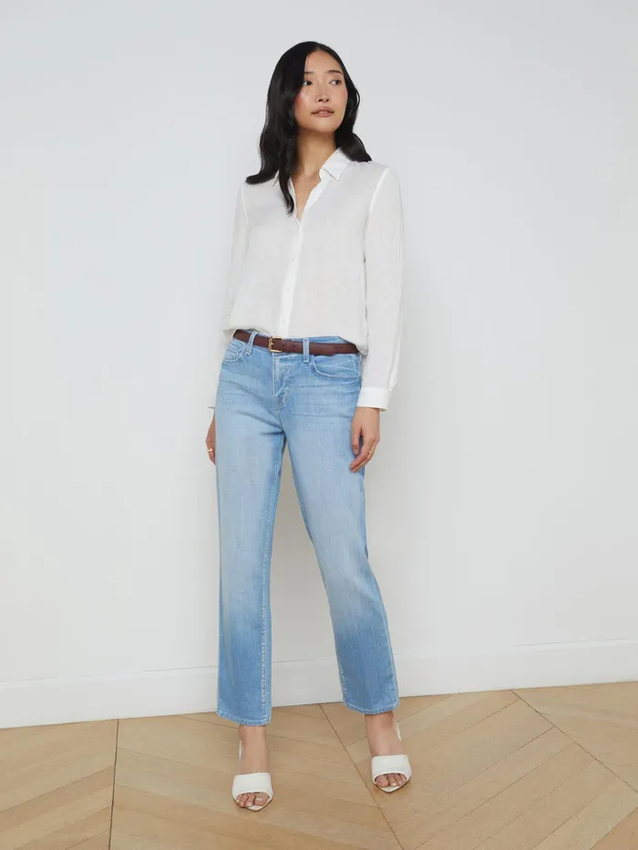 Women L039Agence Blouses and Tops Tyler Linen Blouse White