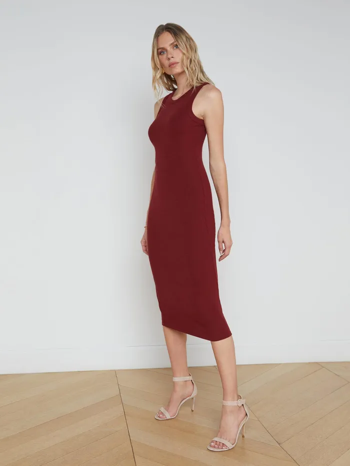 Women L039Agence Dresses and Jumpsuits Nura Sleeveless Midi Dress Syrah Women L039Agence Dresses and Jumpsuits Nura Sleeveless Midi Dress Syrah
