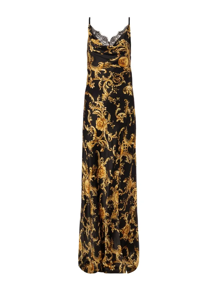 Women L039Agence Dresses and Jumpsuits Venice Silk Gown Blackgold Large Barocco Swirl Women L039Agence Dresses and Jumpsuits Venice Silk Gown Blackgold Large Barocco Swirl