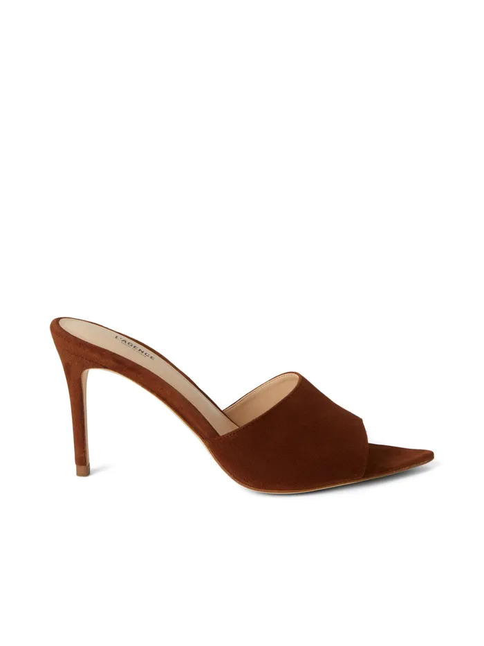 Women L039Agence Heels Lolita Open Toe Mule Buckskin Suede