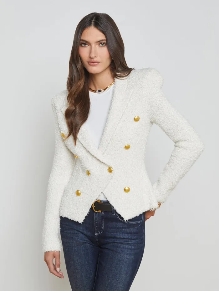 Women L039Agence Knitwear Bethany Knit Blazer Ivorygold