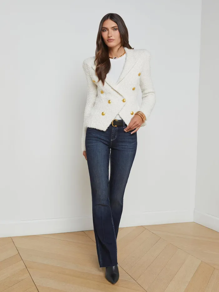 Women L039Agence Knitwear Bethany Knit Blazer Ivorygold Women L039Agence Knitwear Bethany Knit Blazer Ivorygold
