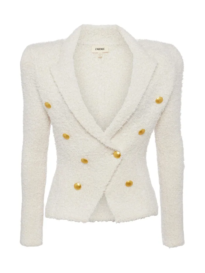Women L039Agence Knitwear Bethany Knit Blazer Ivorygold Women L039Agence Knitwear Bethany Knit Blazer Ivorygold