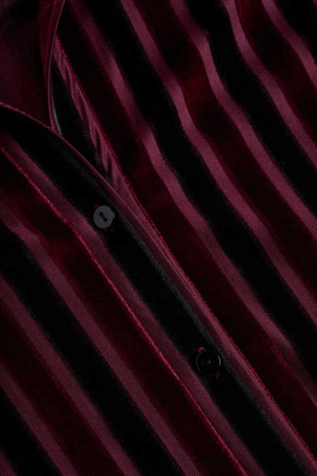 Women L039Agence Matching Sets Laurent Striped Velvet Blouse Deep Burgundyblack Stripe Women L039Agence Matching Sets Laurent Striped Velvet Blouse Deep Burgundyblack Stripe