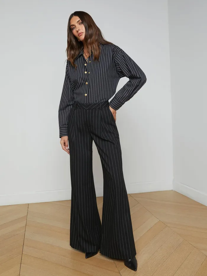 Women L039Agence Pants Allanah Pinstriped Trouser Blackecru