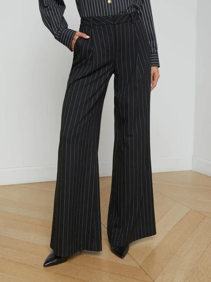 Women L039Agence Pants Allanah Pinstriped Trouser Blackecru Women L039Agence Pants Allanah Pinstriped Trouser Blackecru