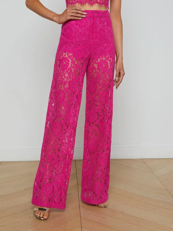 Women L039Agence Pants Livvy Lace Trouser Light Ruby Women L039Agence Pants Livvy Lace Trouser Light Ruby