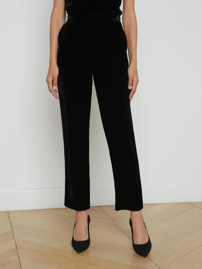 Women L039Agence Pants Rebel Velvet Trouser Black Women L039Agence Pants Rebel Velvet Trouser Black