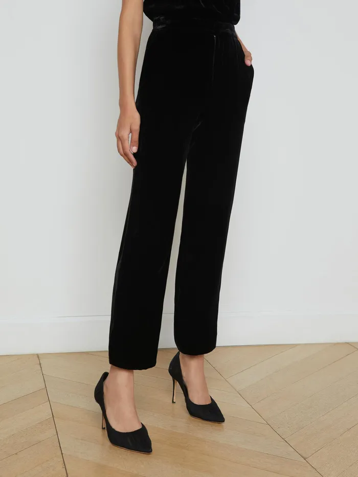 Women L039Agence Pants Rebel Velvet Trouser Black Women L039Agence Pants Rebel Velvet Trouser Black