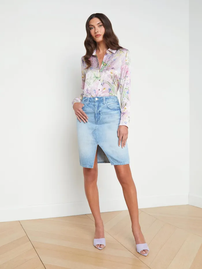 Women L039Agence Skirts Tylee Denim Skirt Palisade