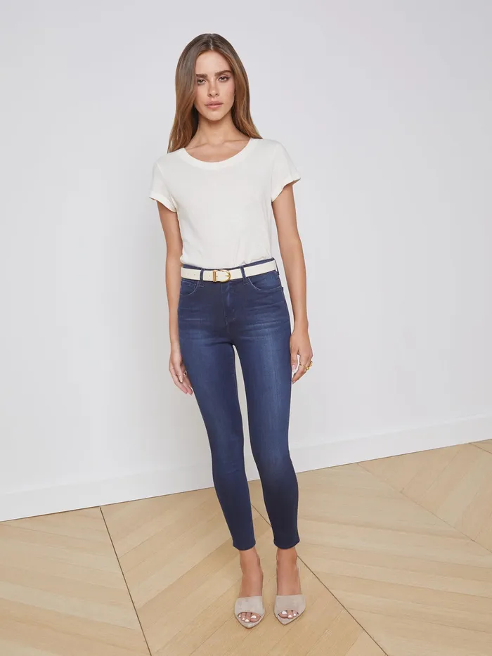 Women L039Agence Tees Cory Cotton Scoopneck Tee Vintage White