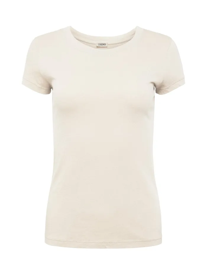 Women L039Agence Tees Cory Cotton Scoopneck Tee Vintage White
