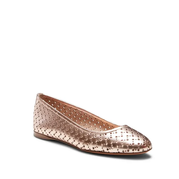 Women Leather Ballet Flat Rose Gold Fratelli Rossetti Flat Shoes