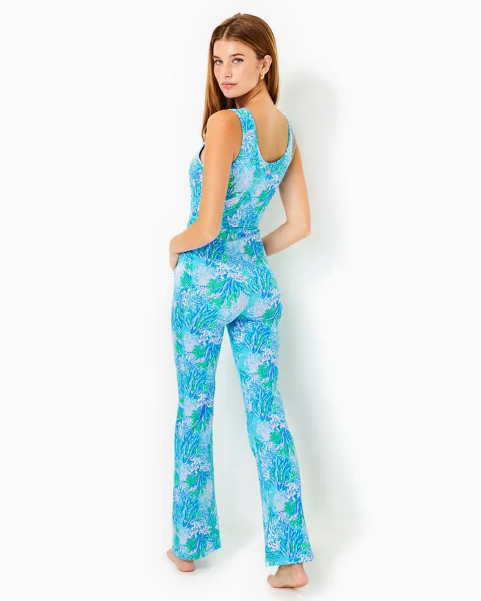 Women Lilly Pulitzer Activewear UPF 50 Luxletic Carpe Vita Flare Jumpsuit Las Olas Aqua Strong Current Sea Women Lilly Pulitzer Activewear UPF 50 Luxletic Carpe Vita Flare Jumpsuit Las Olas Aqua Strong Current Sea