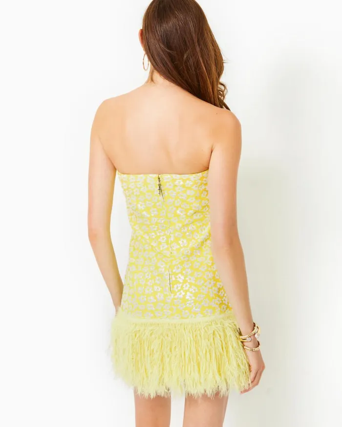 Women Lilly Pulitzer Dresses Charmain Strapless Mini Dress Finch Yellow Bitsy Blossom Brocade Women Lilly Pulitzer Dresses Charmain Strapless Mini Dress Finch Yellow Bitsy Blossom Brocade